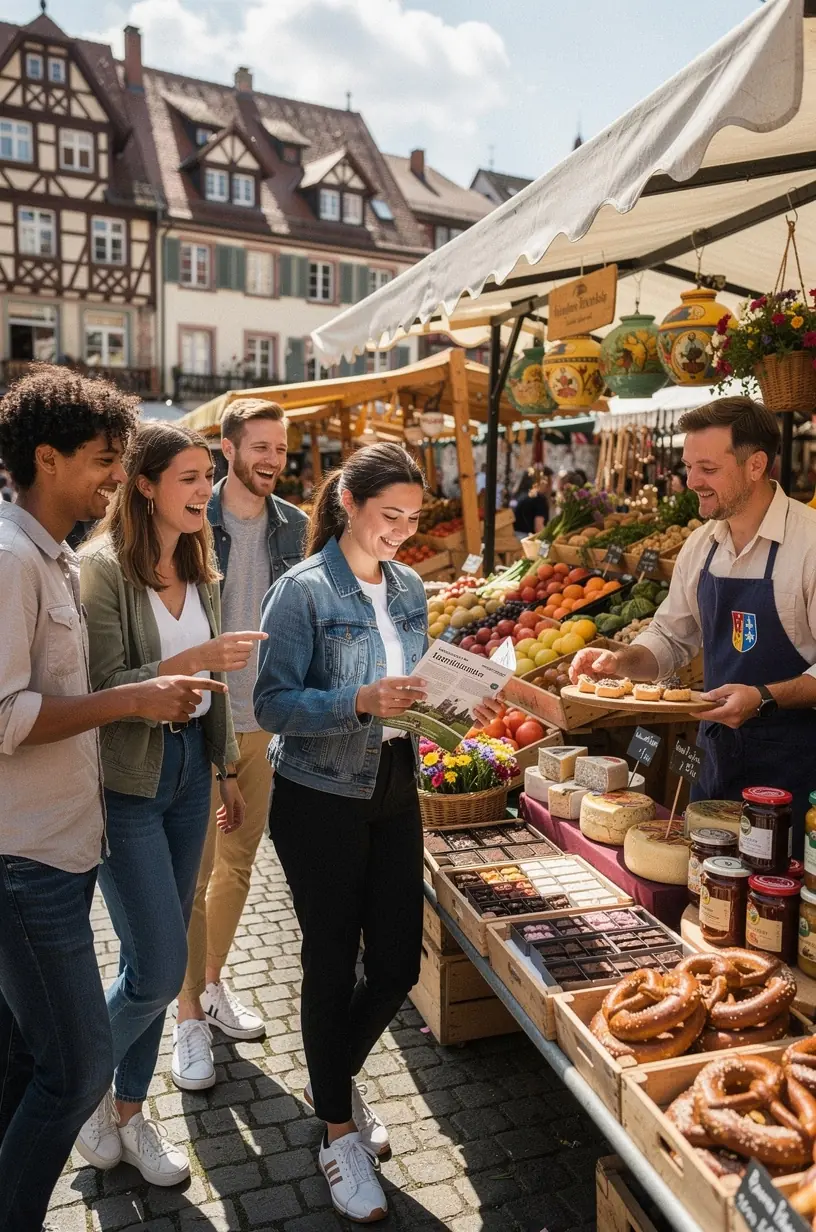 Ausgedruckte Routenkarte liegt auf einem Holztisch neben Kompass und Notizbuch